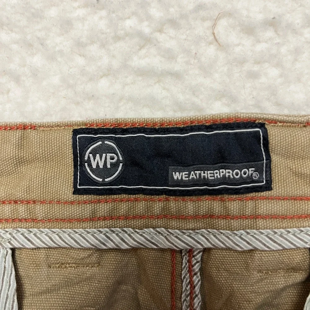 Weatherproof Pants Mens 36x30 Khaki Canvas Straight Leg‎ Casual SCWP532 Cotton